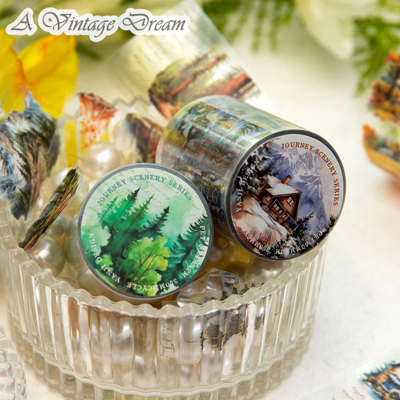 (30.June) Scenery PET Tapes with Mountains Trees Seas for Scrapbooking