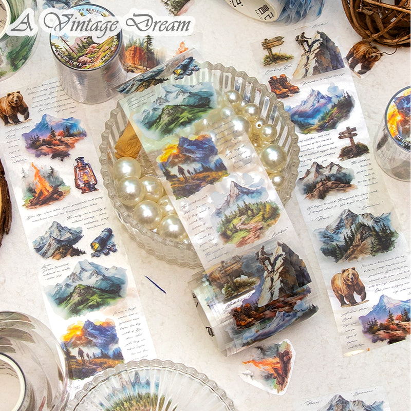 (30.June) Scenery PET Tapes with Mountains Trees Seas for Scrapbooking