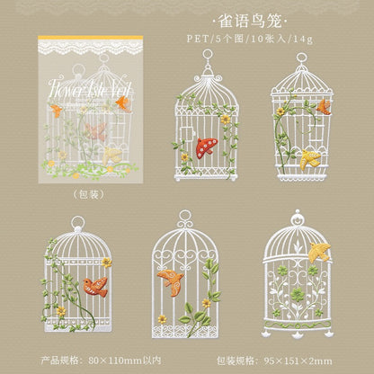 Flower Isle Veil PET Stickers Lace Garden Fence Stickers 10pcs in