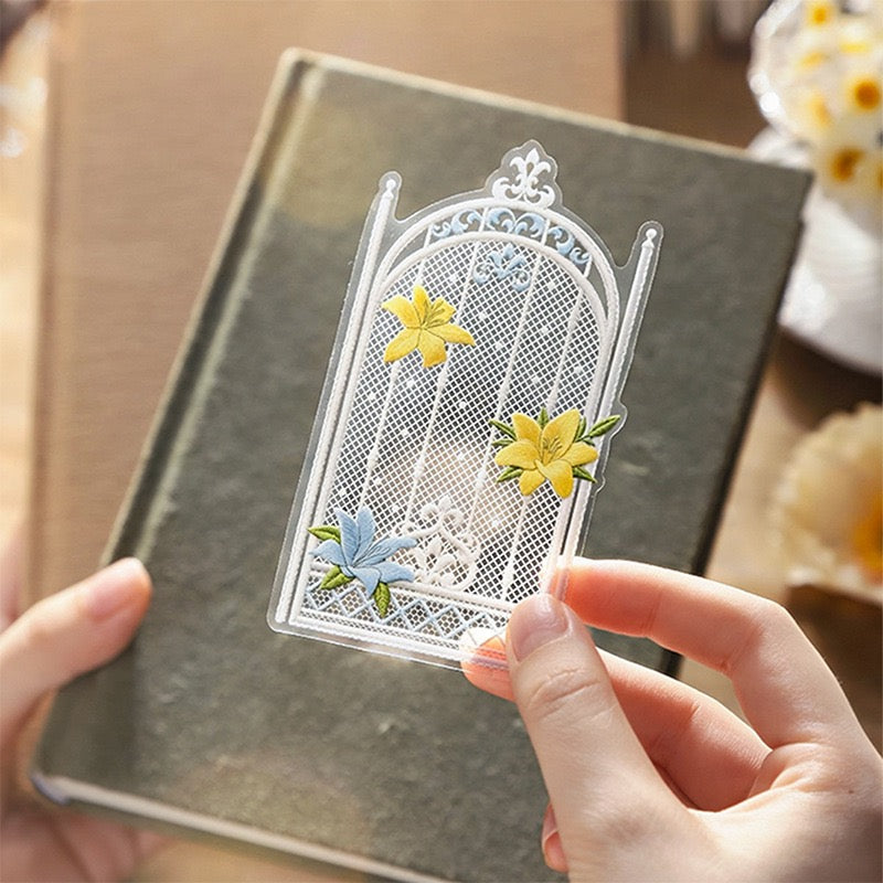 Flower Isle Veil PET Stickers Lace Garden Fence Stickers 10pcs in