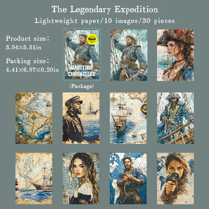 "Maritime Chronicles" 30 Sheets of Scrapbooking Decorative Papers