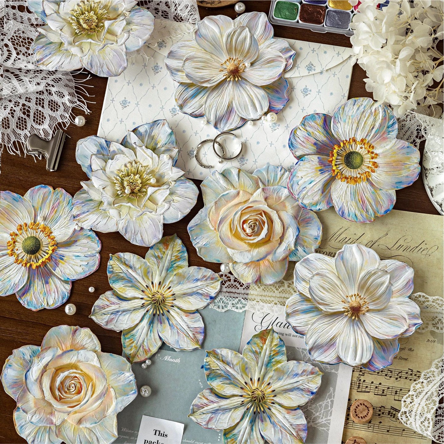 Large Sized Flower Stickers Cardboard Stickers 10pcs per pack