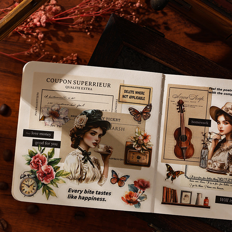 "Tracing Back Time" Retro Vintage Style Sticker Books