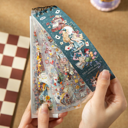 Alice Sticker Book with 50 Sheets of PET Stickers for Scrapbooking