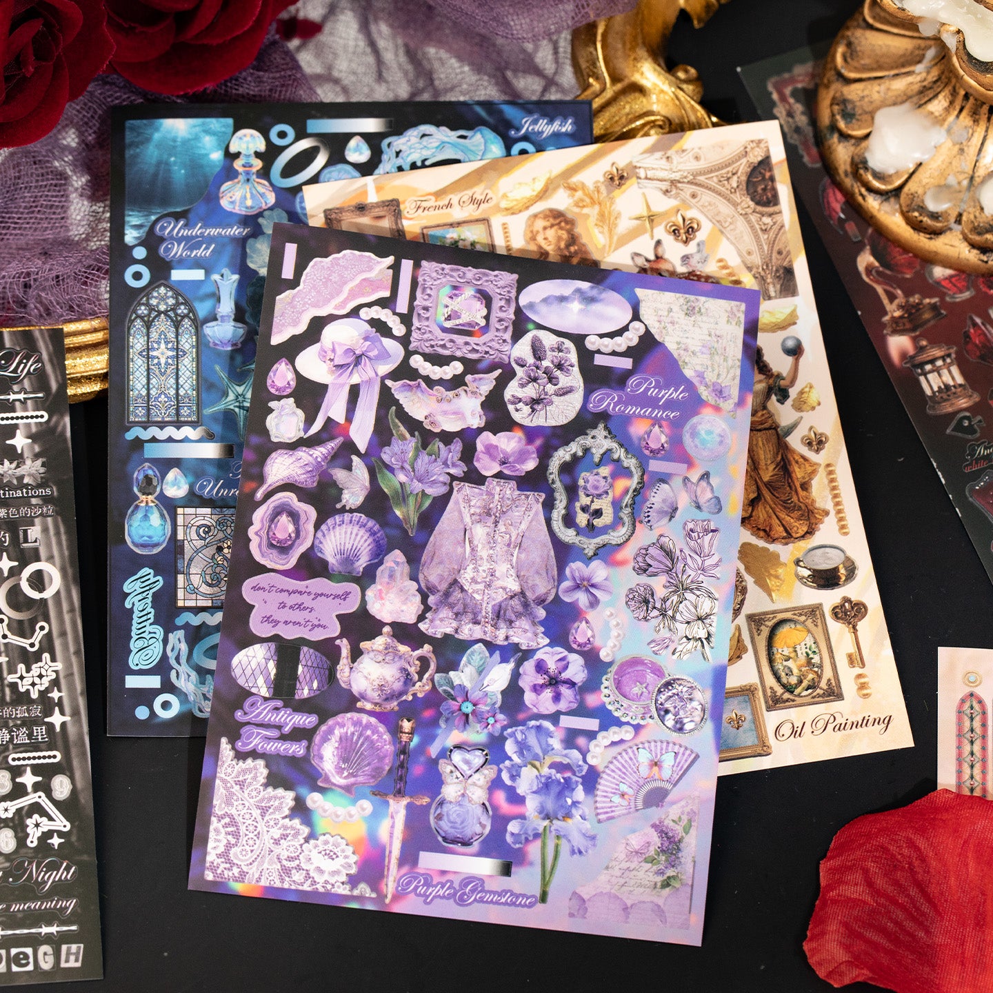 Whimsical Artistic Sticker Books 27 Sheets Dark Romantic Ephemera Journal Stickers