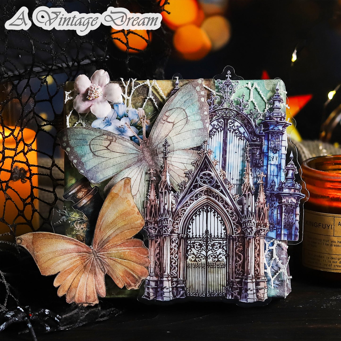 (15.Sept) 10pcs Large Sized Shiny Gothic Church & Castle Stickers for DIY and Scrapbooking