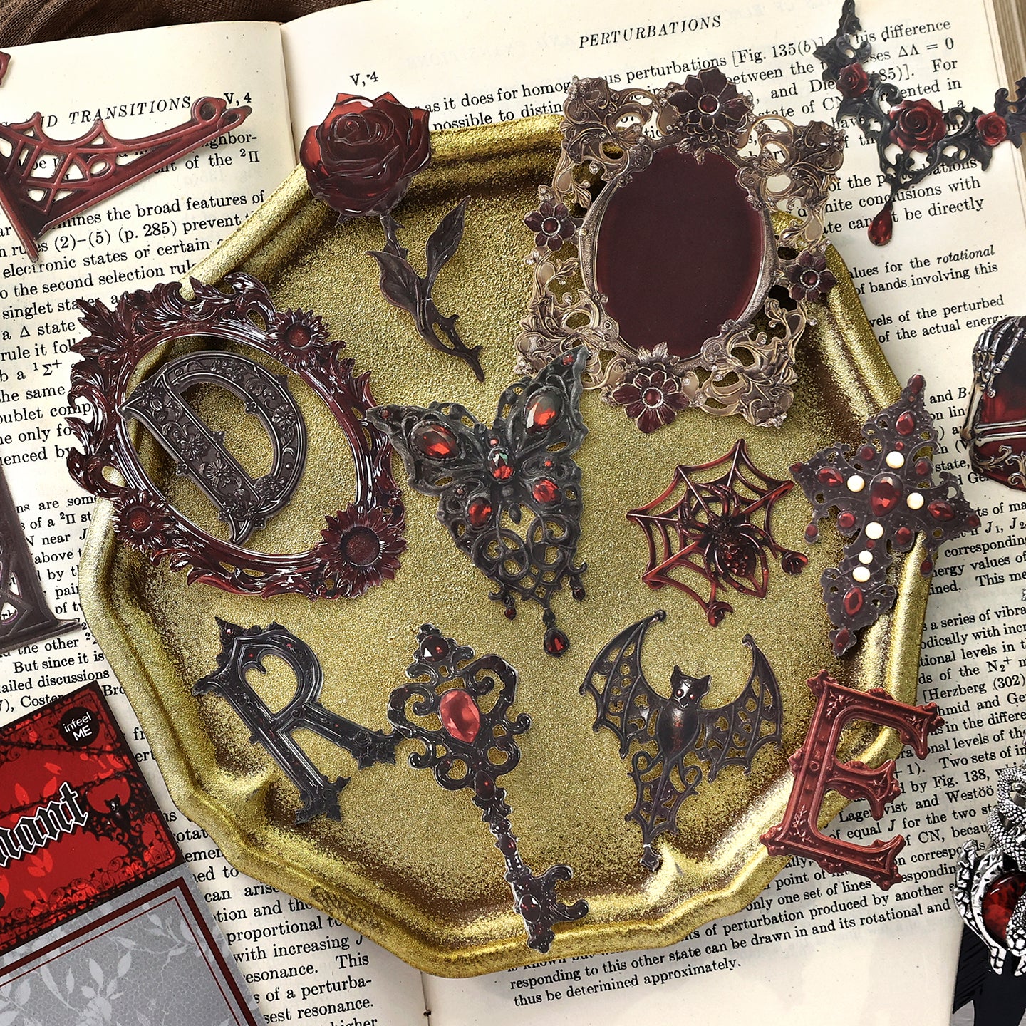"Gothic Grimoire" 15pcs Embossed Cardboard for Journaling Decoration