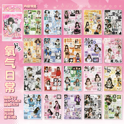 Cute Anime Vibes Sticker Books 20 Sheets in Pre-cut