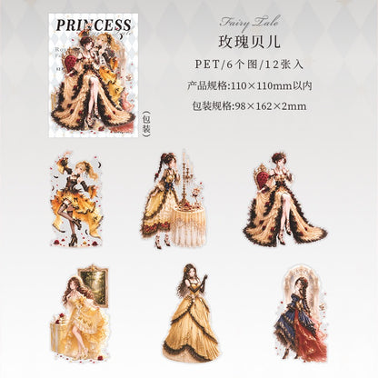 Princess Fairy Tales Large Sized PET Stickers for Journaling