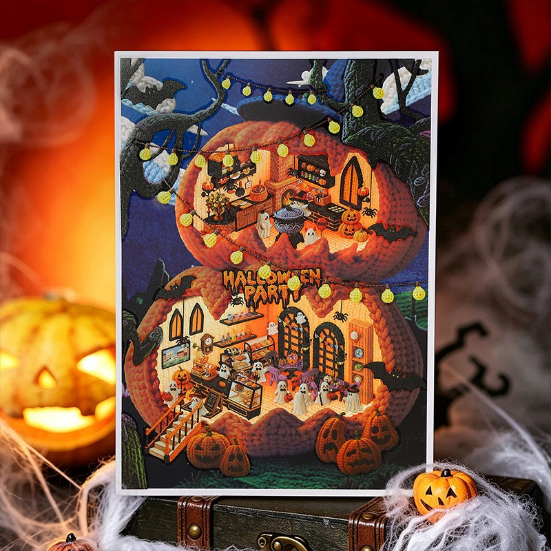 Cute Halloween 3D Scenes Playing Stickers
