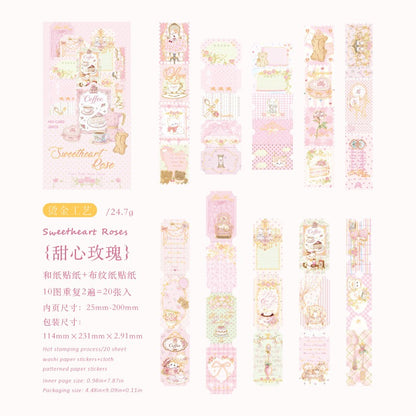 Golden Lined Cute Stickers 20pcs in