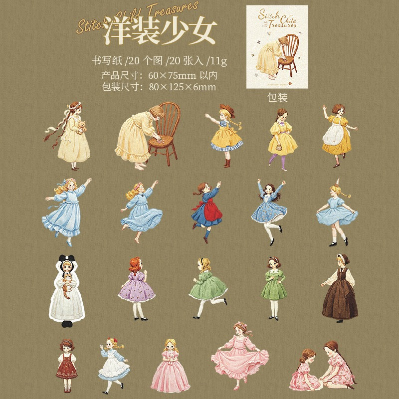 Stitch Child Treasures 20pcs Cute Girls Cardboard Stickers
