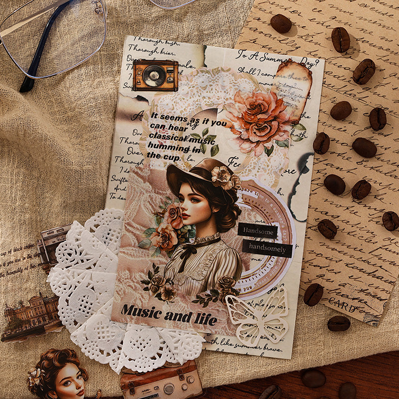 "Tracing Back Time" Retro Vintage Style Sticker Books
