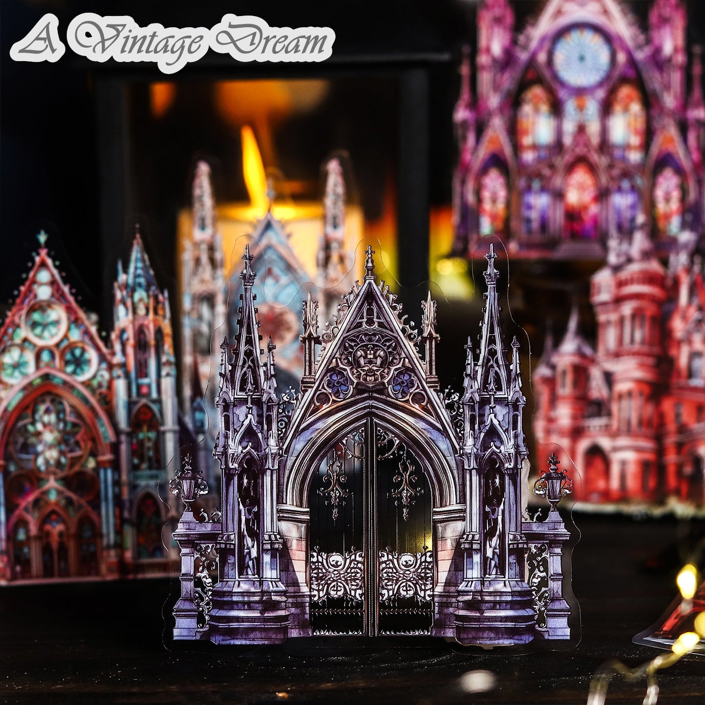 (15.Sept) 10pcs Large Sized Shiny Gothic Church & Castle Stickers for DIY and Scrapbooking