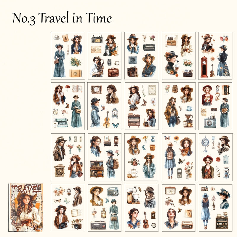 "Tracing Back Time" Retro Vintage Style Sticker Books