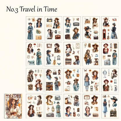 "Tracing Back Time" Retro Vintage Style Sticker Books