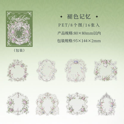 Vintage Rococo Styled PET Stickers 16pcs in Frame Stickers
