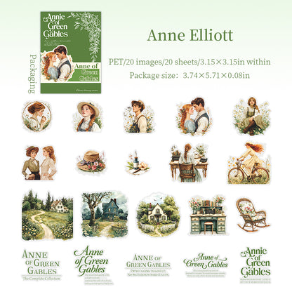 "Literary Story" 20pcs PET Stickers Decorative Stickers