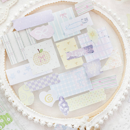 Fancy Surprise Spiral Bound Sticker Book, 50Pcs Pastel Grid Floral Stickers