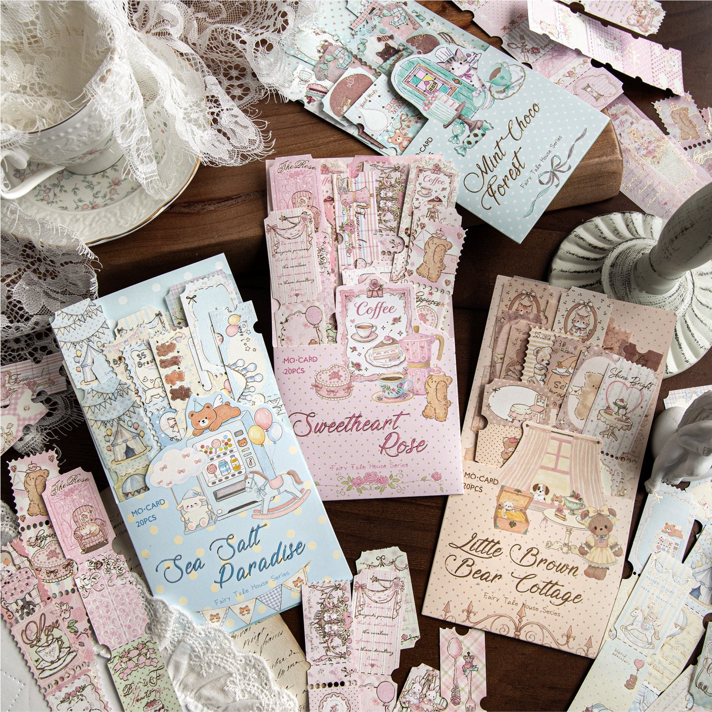 Golden Lined Cute Stickers 20pcs in