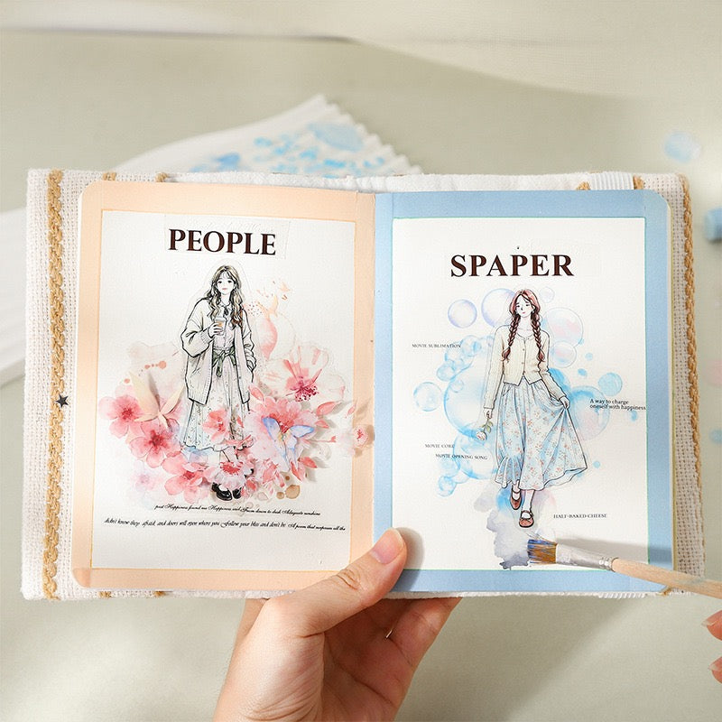 Watercolor Sticker Books 20 Sheets in Pre-cut PET Stickers