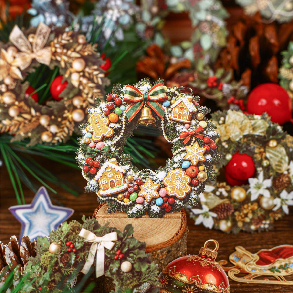 Christmas Wreath 10pcs Paper Stickers