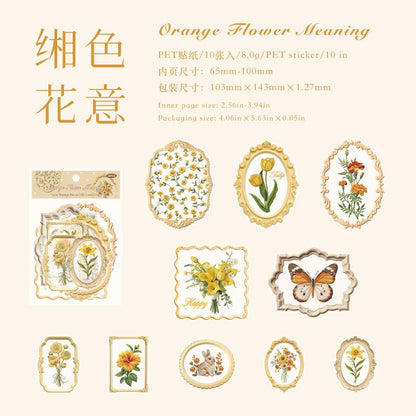 Cute Lace Frame PET Stickers 10pcs in