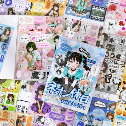 Cute Anime Vibes Sticker Books 20 Sheets in Pre-cut
