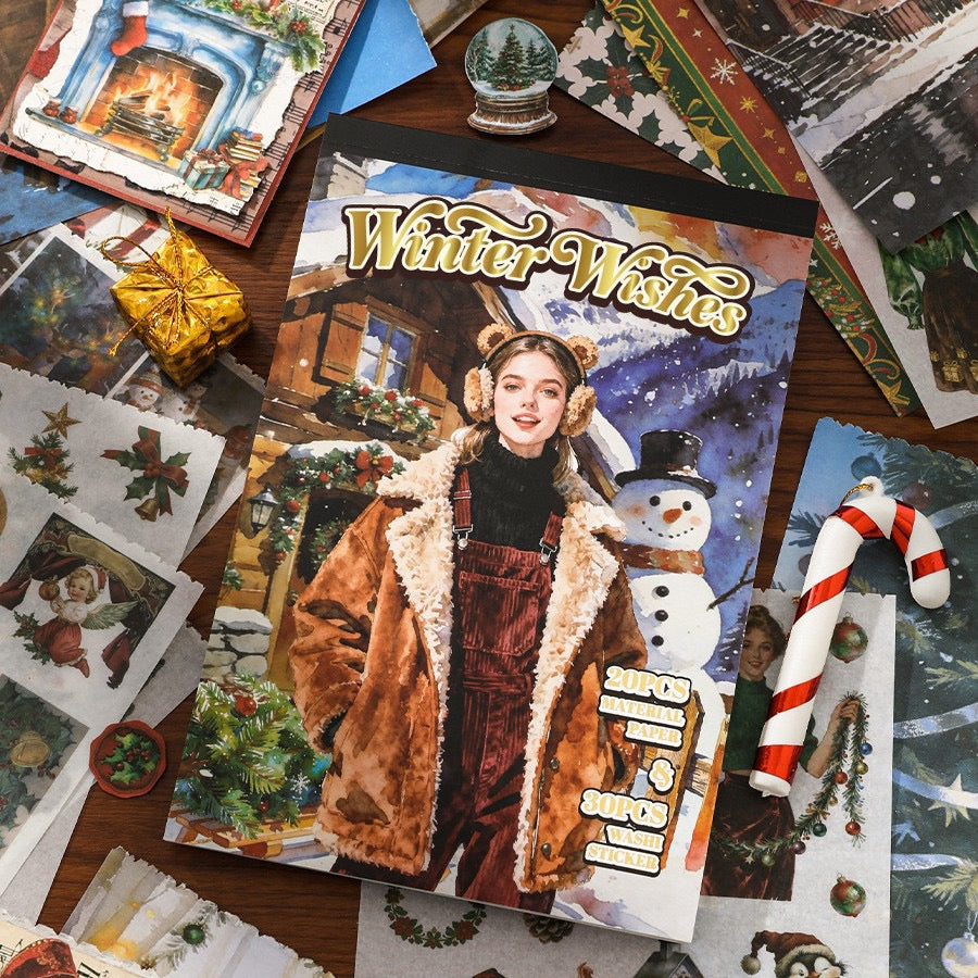 Winter Wishes Washi Sticker Book 30pcs Sticker & 20pcs Deco Papers
