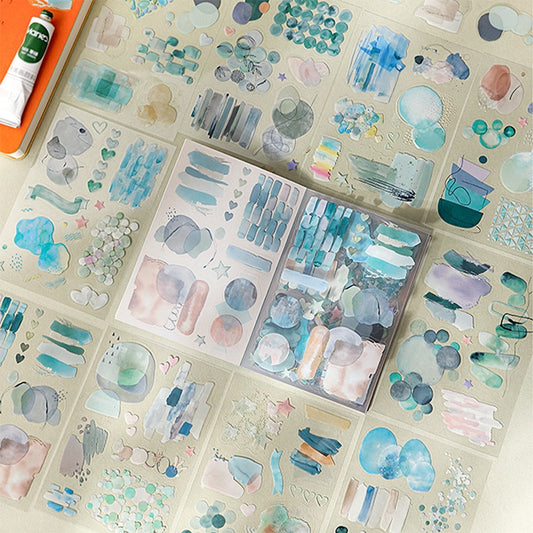 Watercolor Sticker Books 20 Sheets in Pre-cut PET Stickers