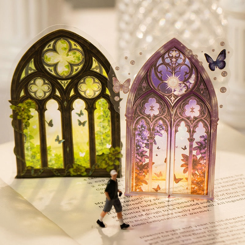 Stained Glass Windows PET Stickers 12pcs in