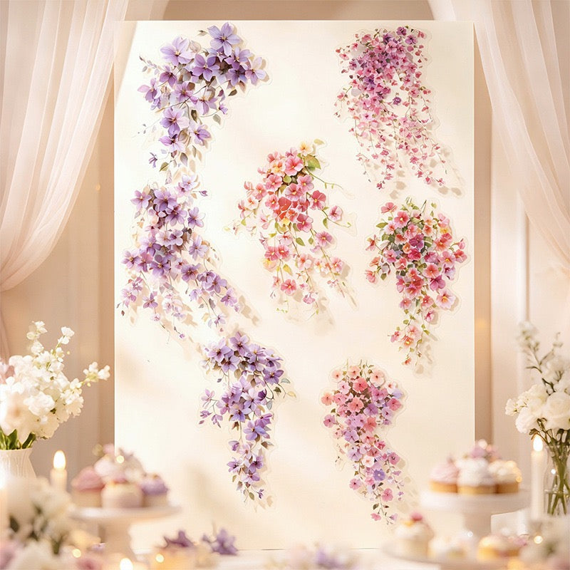 Gentle Droop Flower PET Stickers 10pcs in