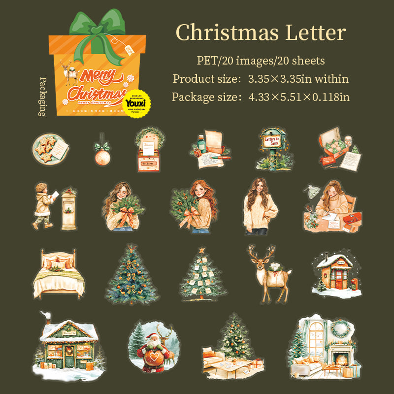 Cozy Christmas PET Stickers 20pcs in