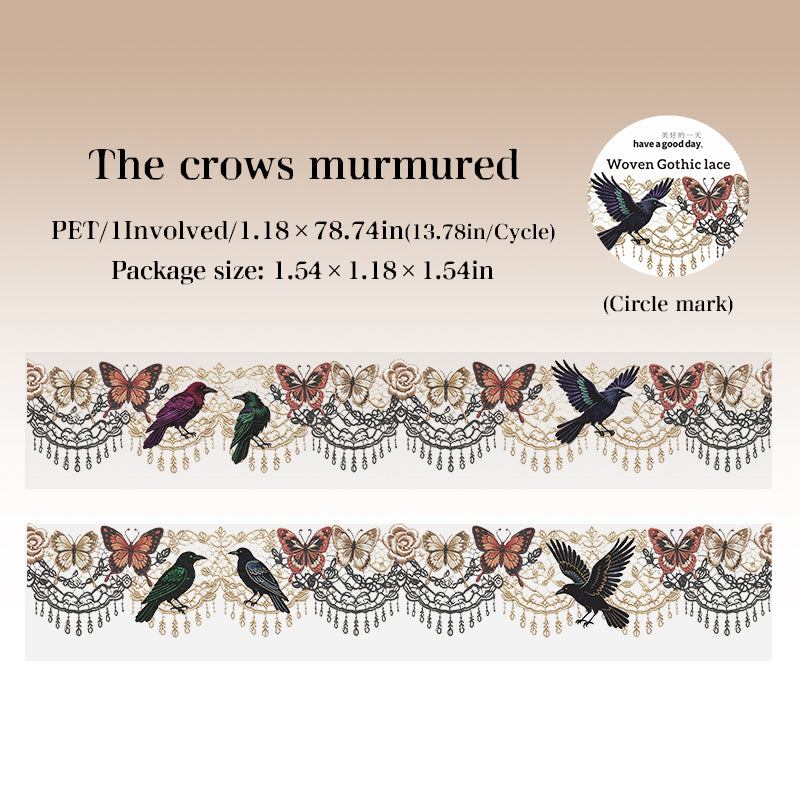 Dark Gothic Border Clear PET Decor Tape