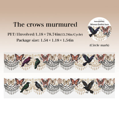 Dark Gothic Border Clear PET Decor Tape