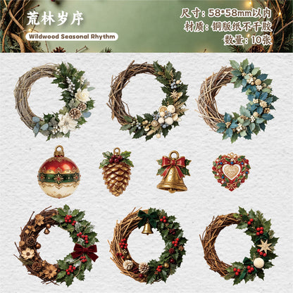 Christmas Wreath 10pcs Paper Stickers