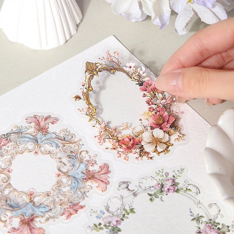 Vintage Rococo Styled PET Stickers 16pcs in Frame Stickers