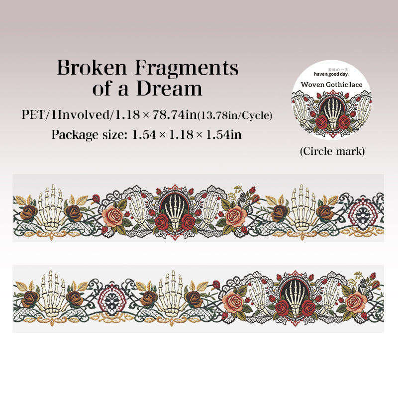 Dark Gothic Border Clear PET Decor Tape