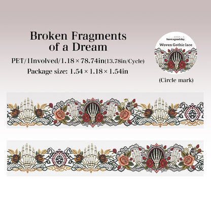 Dark Gothic Border Clear PET Decor Tape