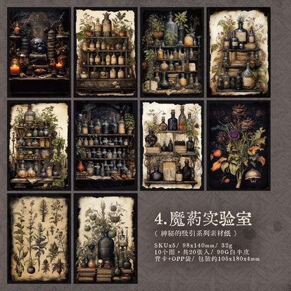 Mysterious Attraction 20pcs Goth Witchy Halloween Themed Deco Papers