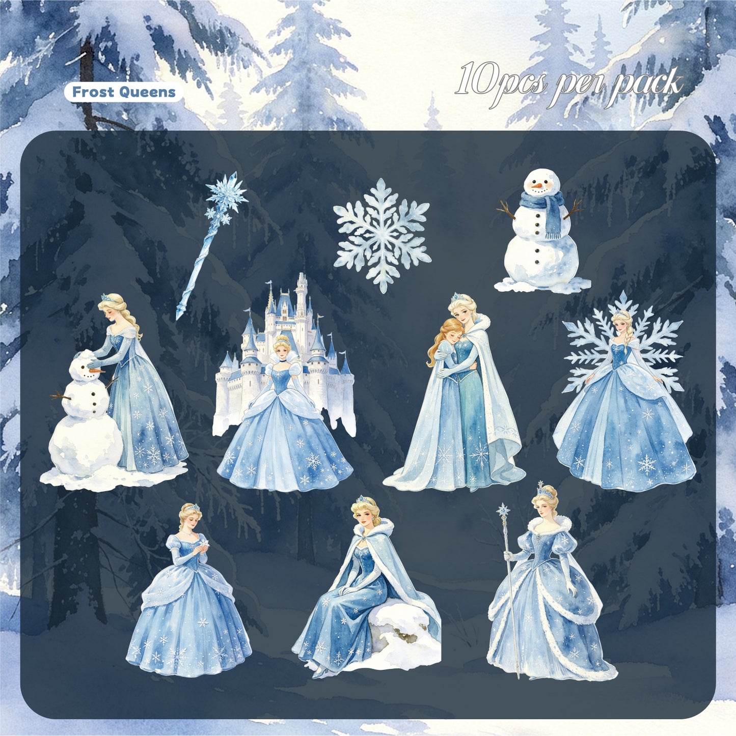 Fairy Ballads 10pcs Thin Cardboard Stickers Princess Stickers for Scrapbooking