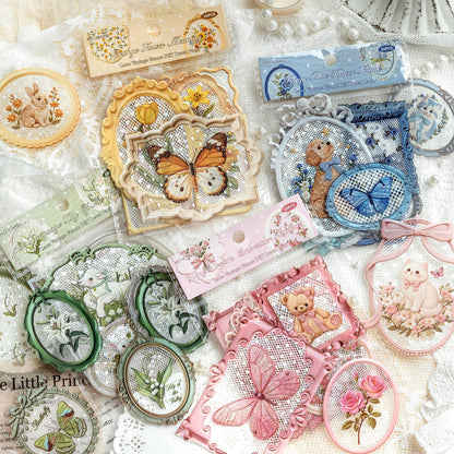 Cute Lace Frame PET Stickers 10pcs in