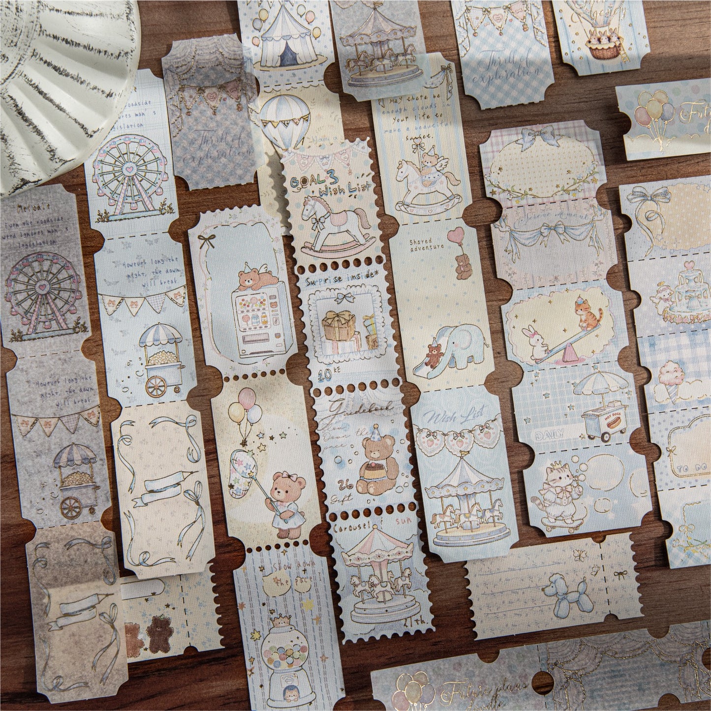 Golden Lined Cute Stickers 20pcs in
