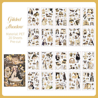 Gothic Lolita Girl Sticker Book, 4 Packs Vintage Dark Theme PET Stickers