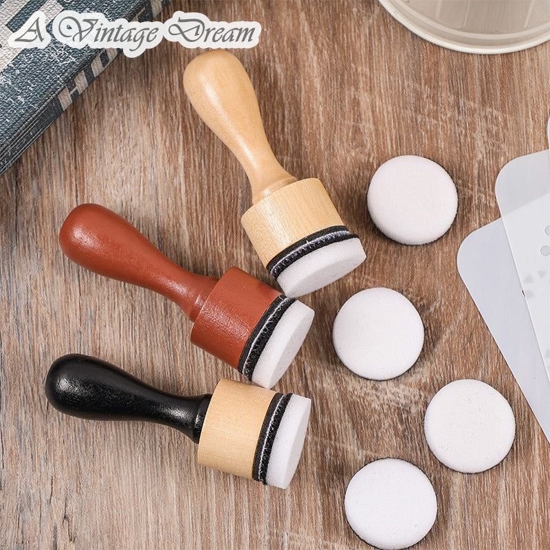 (6.Sept) Sponge Brush with Wooden Handle for Scrapbooking and DIY Art