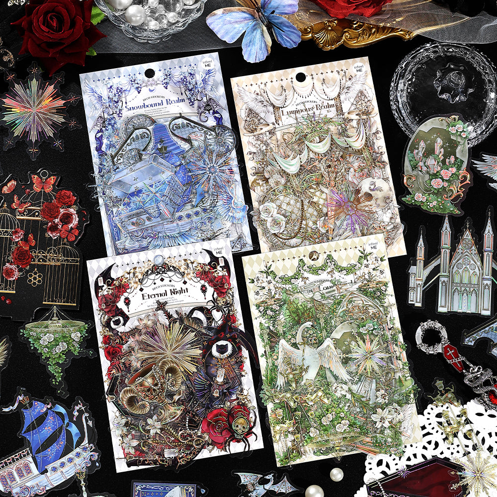 "Thorny Poems" 20pcs Golden Lined Stickers for Scrapbooking Art