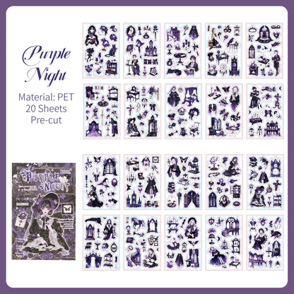 Gothic Lolita Girl Sticker Book, 4 Packs Vintage Dark Theme PET Stickers
