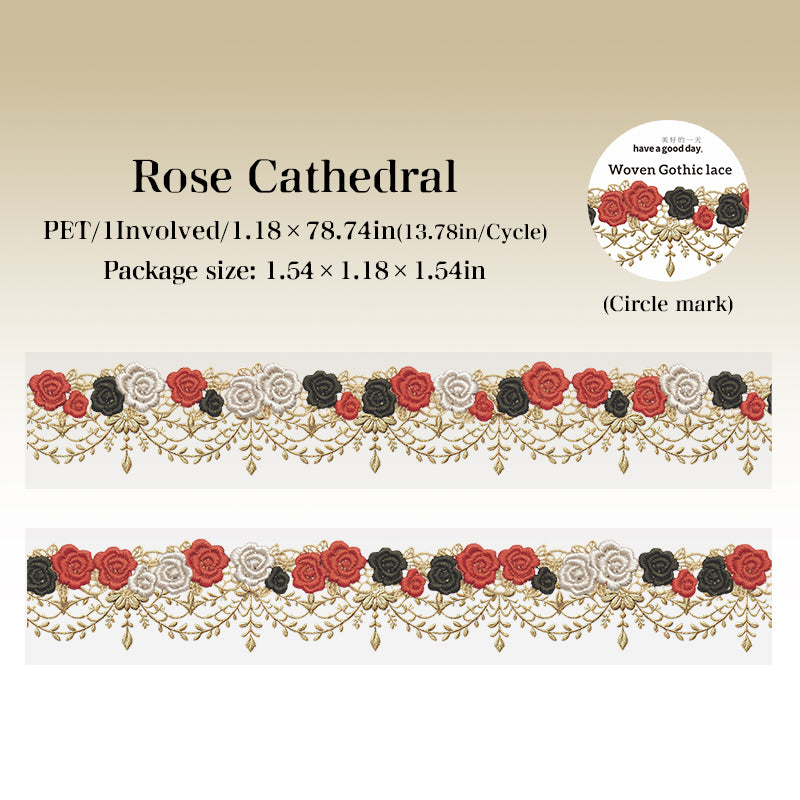 Dark Gothic Border Clear PET Decor Tape