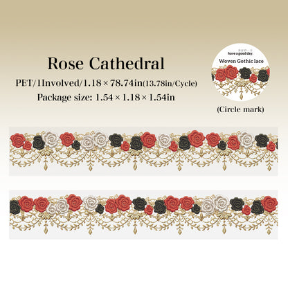 Dark Gothic Border Clear PET Decor Tape