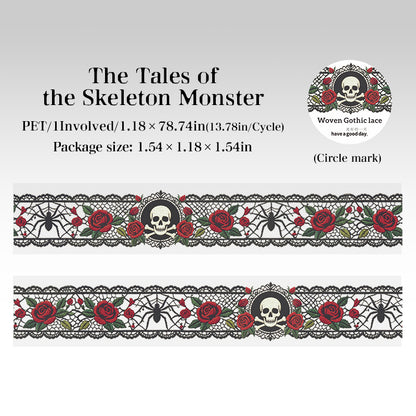 Dark Gothic Border Clear PET Decor Tape